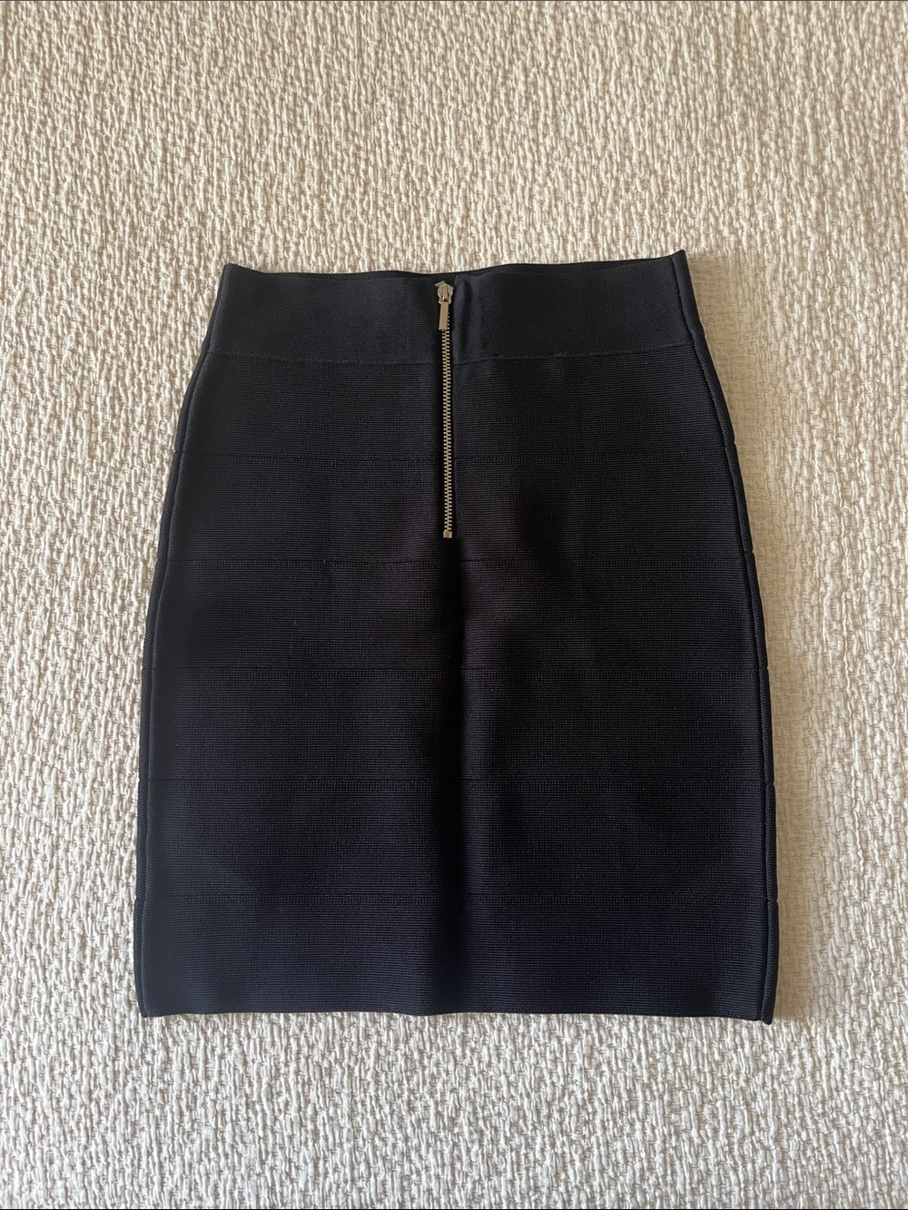 bebe Black Pencil Skirt with Front Gold Zip